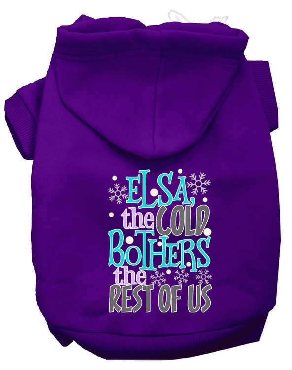 Elsa, the Cold Screen Print Dog Hoodie Purple S